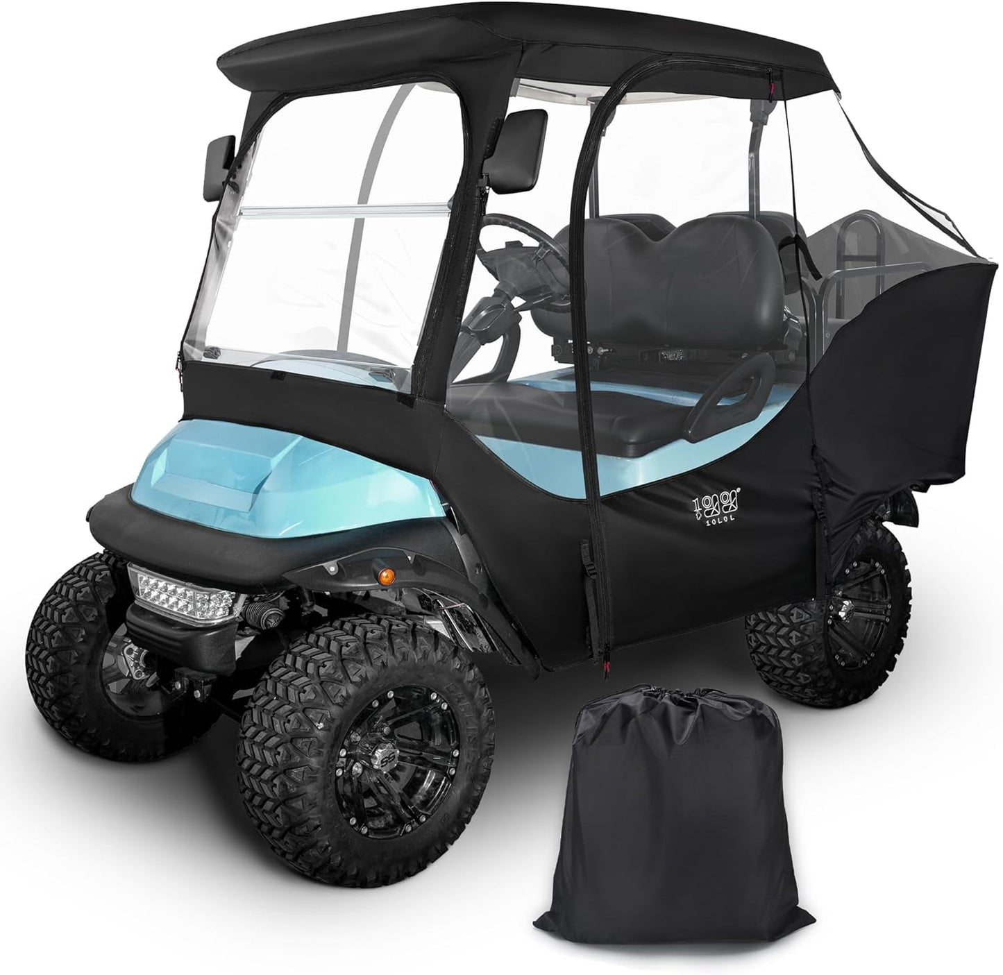 10L0L 4 Passenger Golf Cart Enclosure Fit Club Car Precedent, 600D Windproof Waterproof Rain Cover, Black