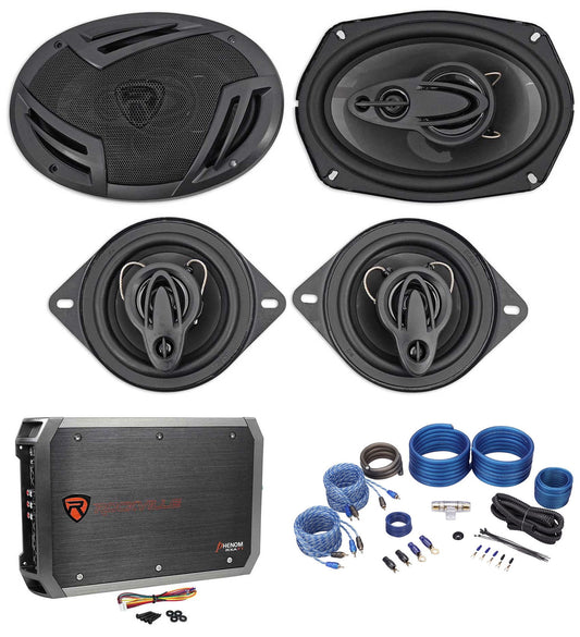 (2) Rockville RV69.4A 6x9 Speakers+(2) 3.5 Speakers+4-Channel Amplifier+Wires