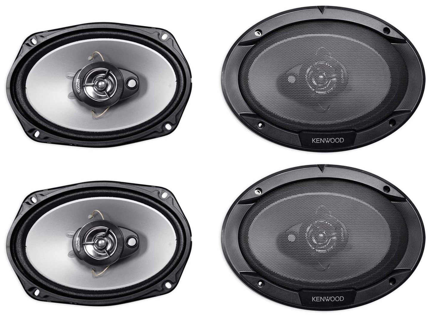 (4) Kenwood KFC-6966S 1600 Watt 6x9 3-Way Car Stereo Speakers