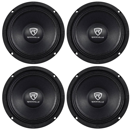 (4) Rockville RM64PRO 6.5 800 Watt 4 Ohm SPL Midbass/Midrange Car Speakers