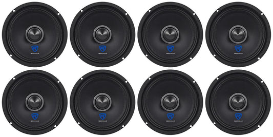 (8) Rockville RXM64 6.5 1200w 4 Ohm Mid-Range Drivers Car Speakers, Mid Bass