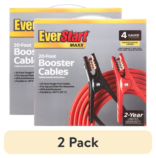 (2 pack) EverStart Maxx 4-Gauge Professional Grade 20-Foot Booster Cables