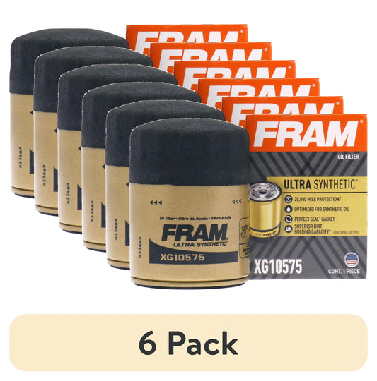 (6 pack) FRAM Ultra Synthetic XG10575 Motor Oil Filter, 20K mile Filter for GM, Ford, Lincoln, Mercury