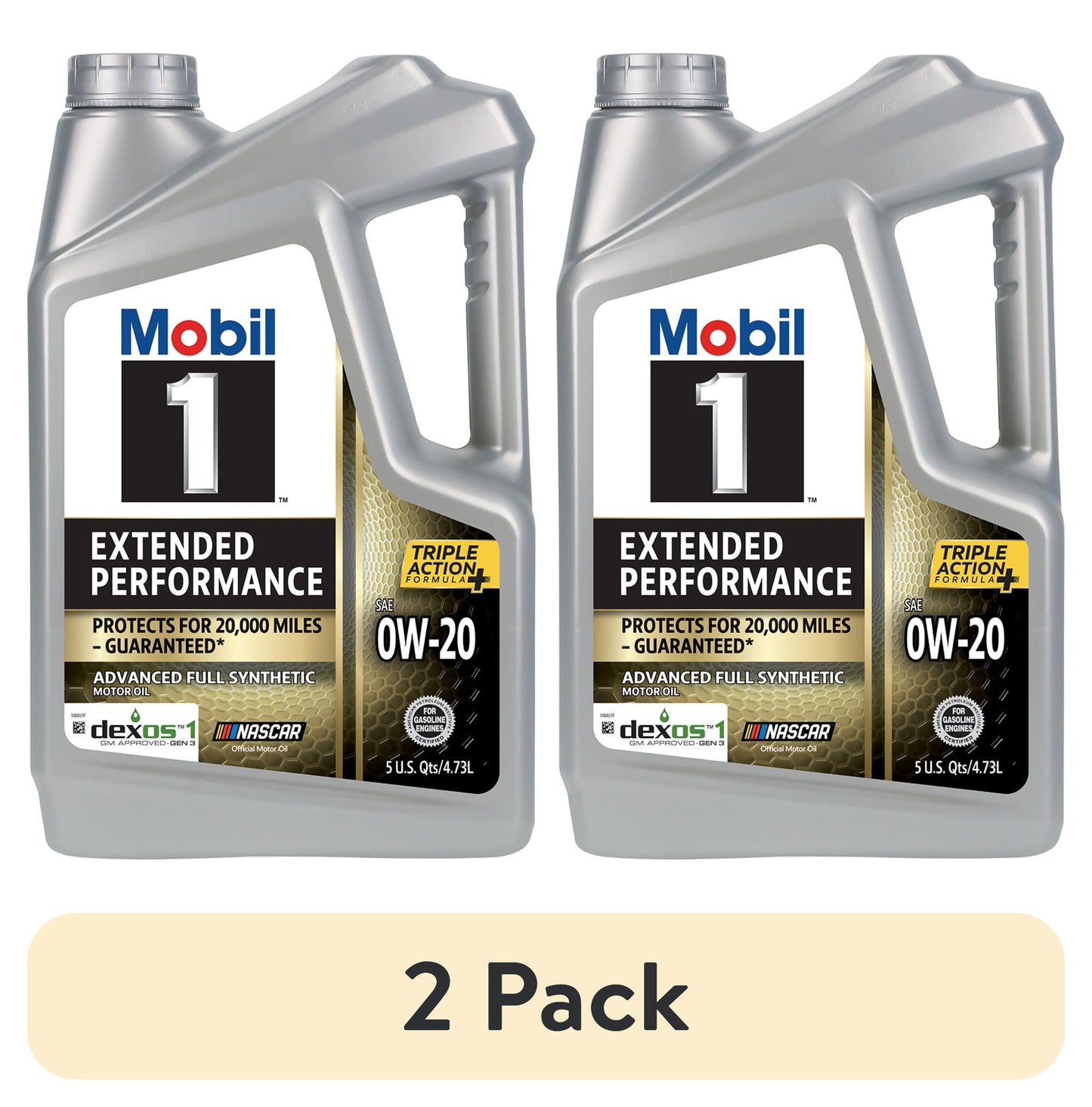 (2 pack) Mobil 1 Extended Performance Full Synthetic Motor Oil 0W-20, 5 Quart