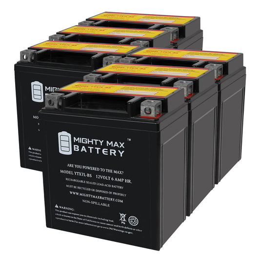 YTX7L-BS 12V 6AH Sealed AGM Battery for Motorcycle - 6 Pack