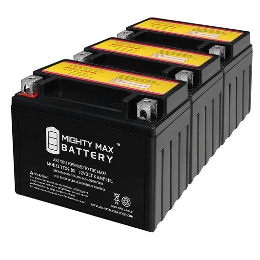 YTX9-BS SLA Replacement Battery for Pirate YTX9-BS - 3 Pack