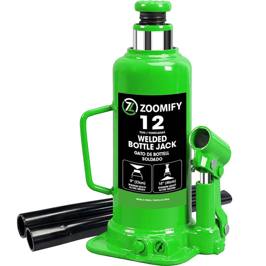 ZOOMIFY 12 Ton Bottle Jack Hydraulic Car Jack, Fit for Auto Truck Repair and House Lift, Green