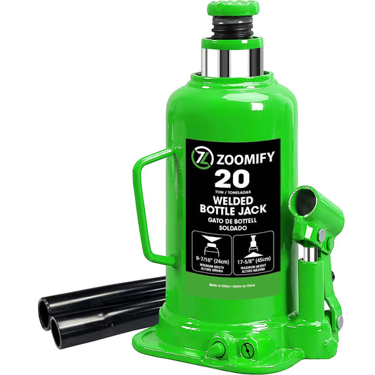 ZOOMIFY 20 Ton Bottle Jack Hydraulic Car Jack, Fit for Auto Truck Repair and House Lift, Green