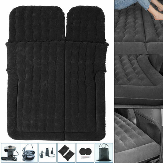 ZhdnBhnos Car Inflatable Bed Mattress Truck Back Seat SUV Air Cushion Mat Portable Camping Travel Sleeping Bed with Pump & 2 Pillows (Black)