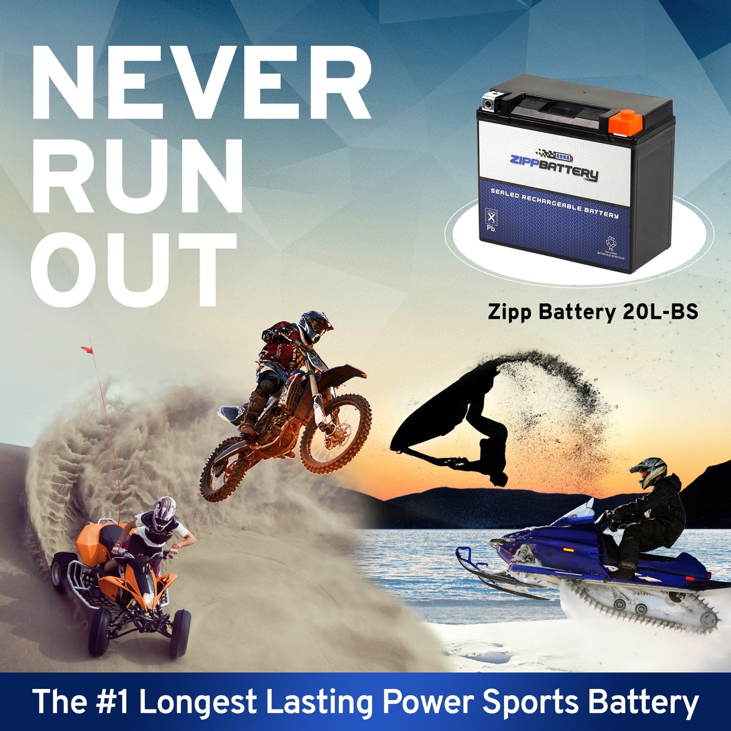 Zipp Battery YTX20L-BS (20L-BS 12 Volt,18 Ah, 270 CCA) Power Sports Battery replaces M320bs 44027 Ctx20l-bs